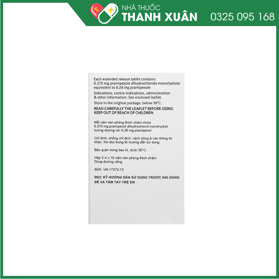Sifrol 0,375mg thuốc điều trị các dấu hiệu và triệu chứng của bệnh Parkinson vô căn